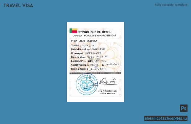 Beispiel für ein Reisevisum für Benin (Vorschau)